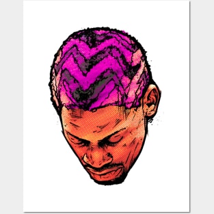 Dennis Rodman Comic Head Posters and Art